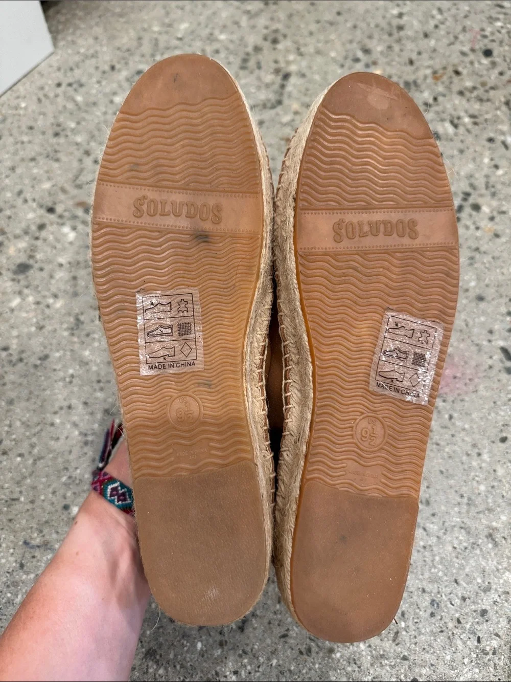 Soludos Brown Leather Espadrille Slip-On Flats